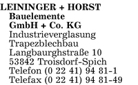 Leininger + Horst Bauelemente GmbH + Co. KG
