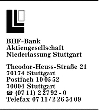 BHF - Bank Aktiengesellschaft, Niederlassung Stuttgart