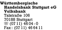 Wrtt. Handelsbank Stuttgart eG Volksbank