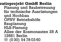 Ratioprojekt GmbH Berlin, Planung und Baubetreuung fr technische Ausrstungen und Hochbau