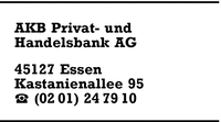 AKB Privat- und Handelsbank AG Zwst. Essen