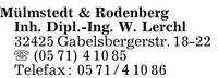 Mlmstedt & Rodenberg, Inh. Dipl.-Ing. Wilhelm Lerchl