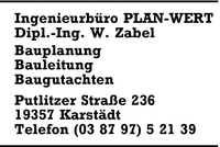 Ingenieurbro PLAN-WERT Dipl.-Ing. W. Zabel