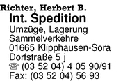 Richter, Herbert B., Internationale Spedition