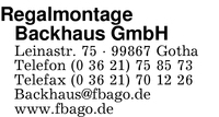 Regalmontage Backhaus GmbH
